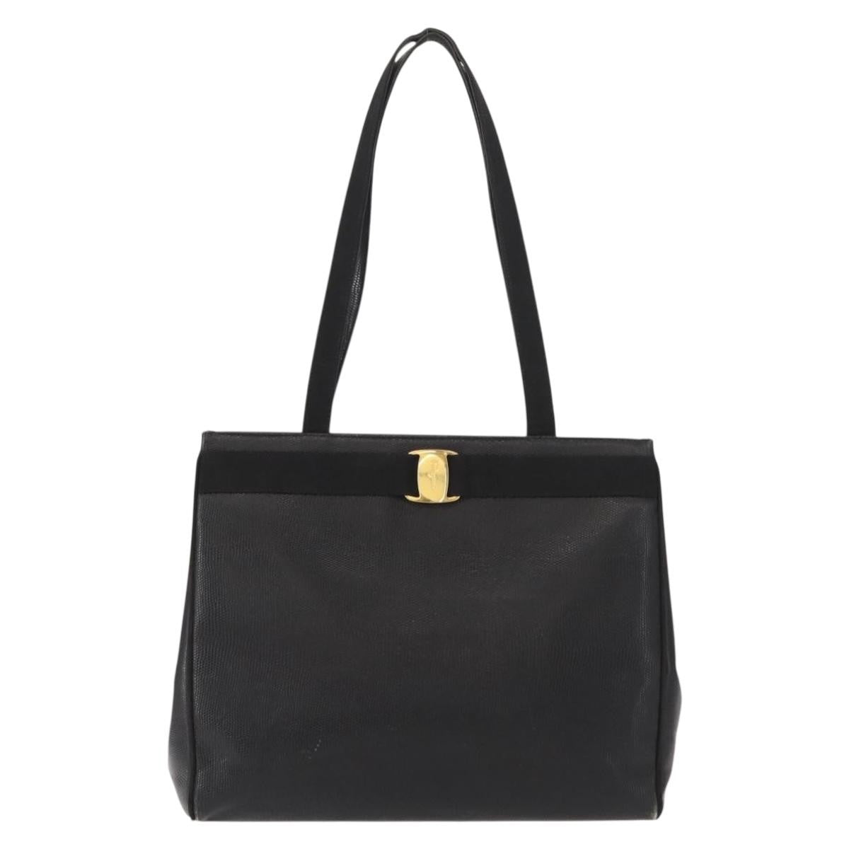 Salvatore Ferragamo Vala tote Leather, BLACK, LEATHER, Tote bag