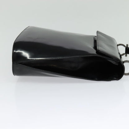 Salvatore Ferragamo Gancini Shoulder Bag Patent Leather, BLACK, PATENT_LEATHER, Shoulder bag