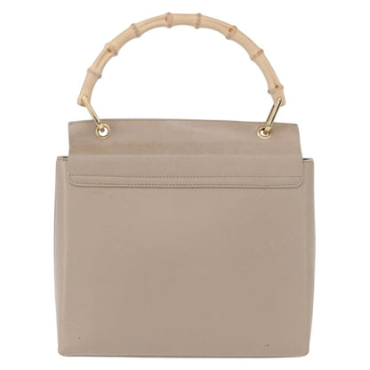 Gucci Vintage Bamboo Handle Bag Leather, BEIGE, LEATHER, Handbag