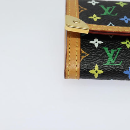 Louis Vuitton Porte-Monnaie Plat Coin Purse Monogram Multicolor, BLACK, CANVAS, Wallets