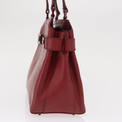 Salvatore Ferragamo Double Gancini Side Buckle Tote Leather, RED, LEATHER, Handbag