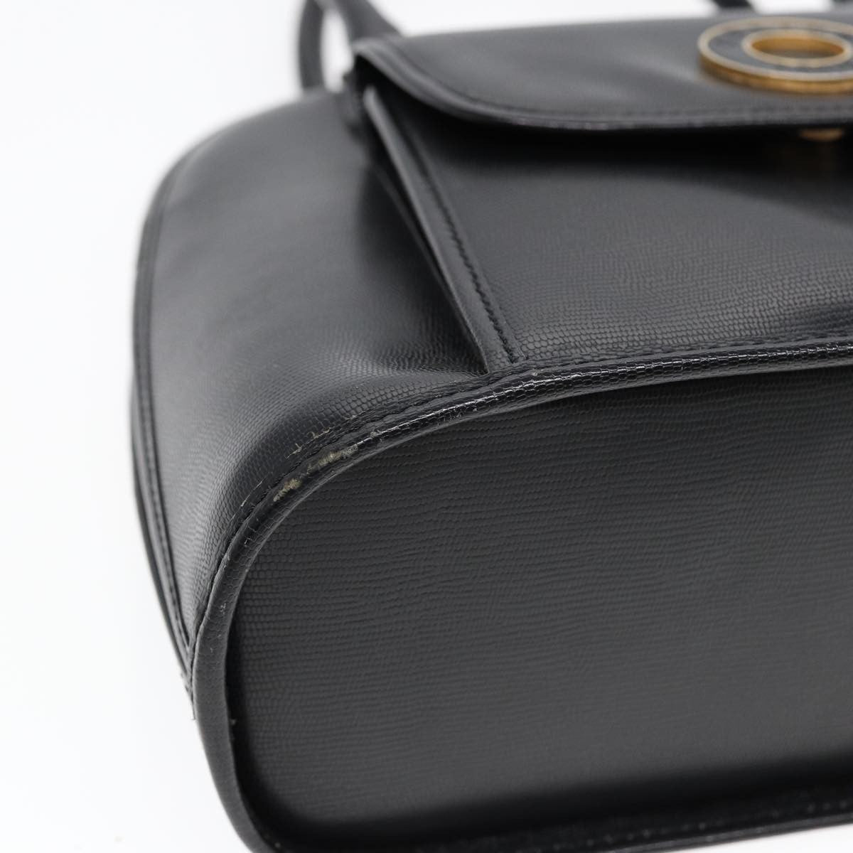 Celine Circle Logo Handbag Leather, BLACK, LEATHER, Handbag