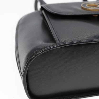 Celine Circle Logo Handbag Leather, BLACK, LEATHER, Handbag