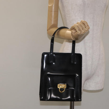 Salvatore Ferragamo Gancini handbag Patent leather, BLACK, PATENT_LEATHER, Handbag