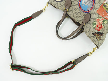 Gucci Courrier Convertible Soft Open Tote GG Coated Canvas with Applique, BEIGE, CANVAS, Tote bag