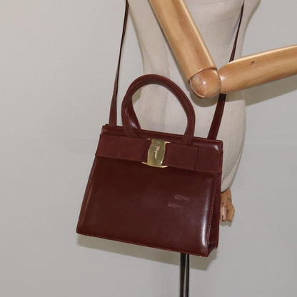 Salvatore Ferragamo Convertible Vara Bow Tote Leather, BROWN, LEATHER, Handbag
