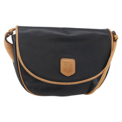 Celine Flap Shoulder Bag Leather, BLACK, LEATHER, Shoulder bag
