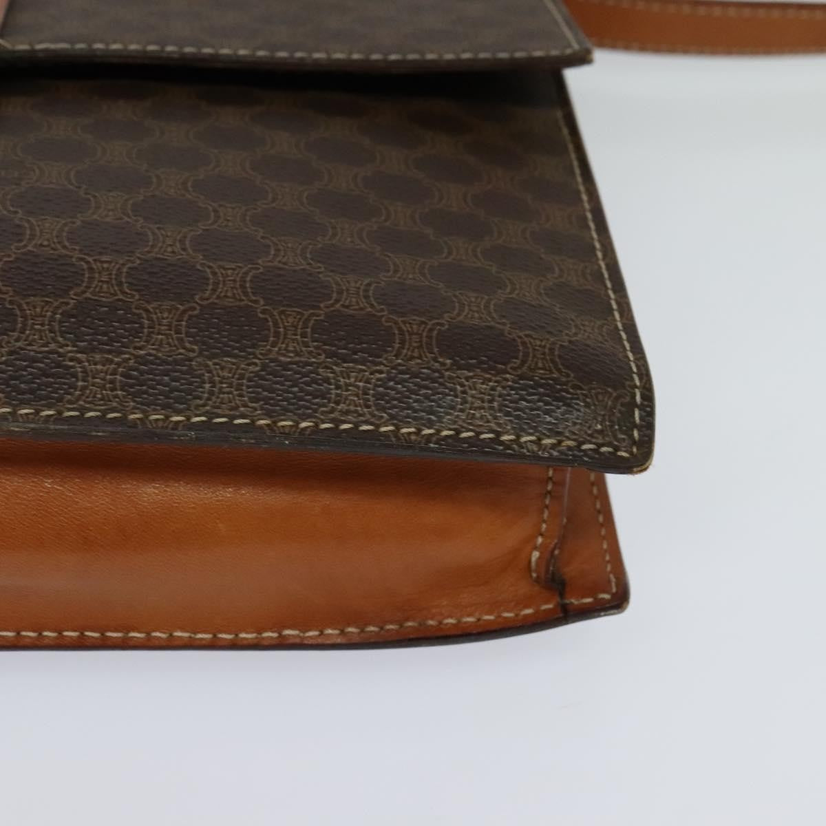 Celine Vintage Macadam Shoulder Bag Canvas and Leather, BROWN, CANVAS, Shoulder bag