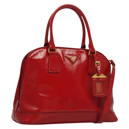 Prada Open Promenade Bag Vernice Saffiano Leather, RED, PATENT_LEATHER, Handbag