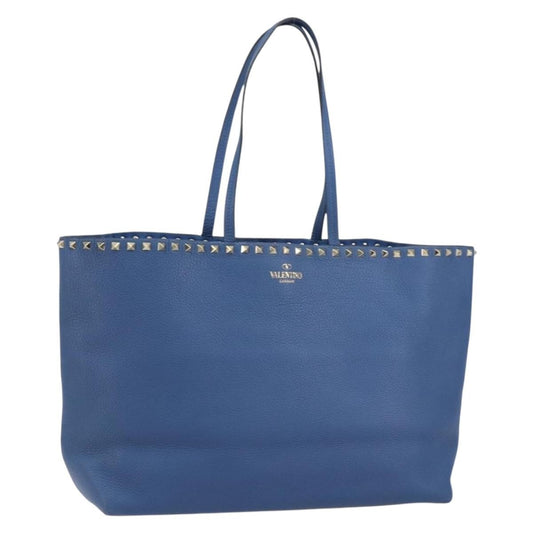 Valentino Garavani Rockstud Shopper Tote Leather, BLUE, LEATHER, Tote bag