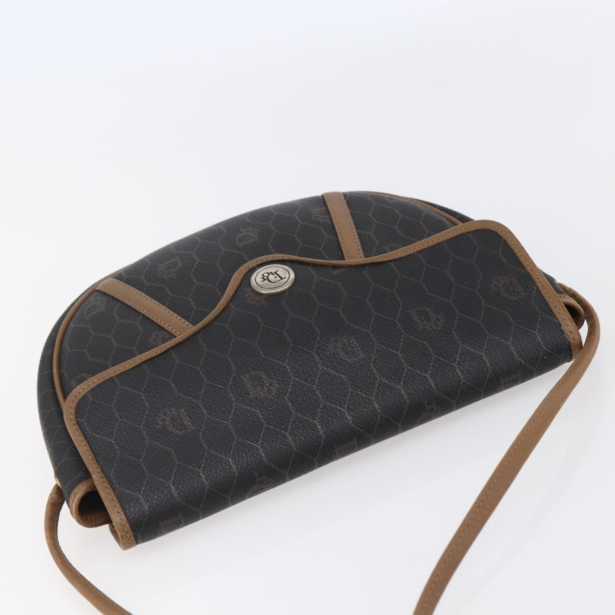 Christian Dior Vintage Honeycomb Flap Crossbody Bag Canvas and Leather, BLACK, CANVAS, Shoulder bag