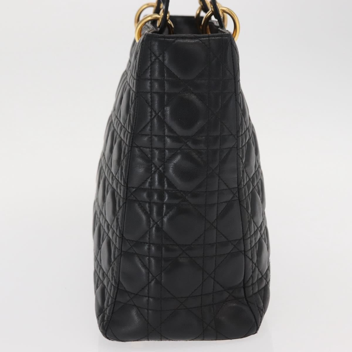 Christian Dior Vintage Lady Dior Bag Cannage Quilt Lambskin, BLACK, LEATHER, Tote bag