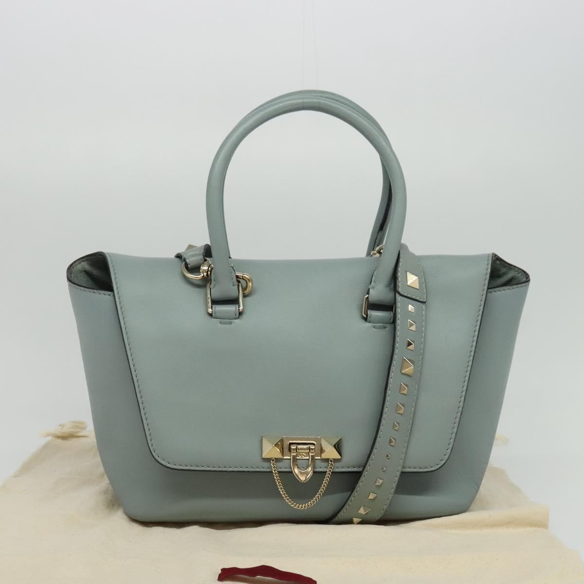 Valentino Garavani Demilune Flap Satchel Leather, BLUE, LEATHER, Handbag