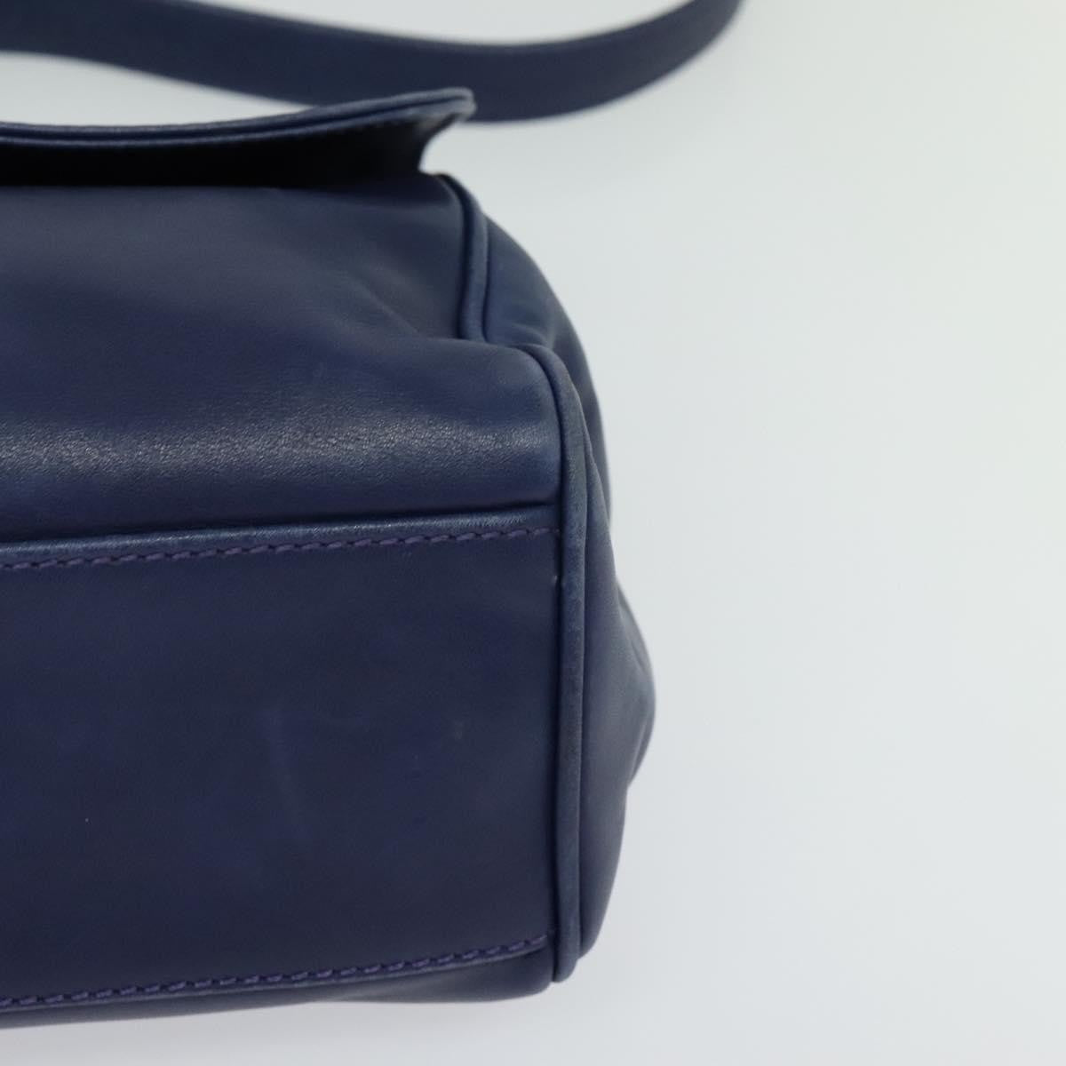 Celine Circle logo Leather, NAVY, LEATHER, Shoulder bag