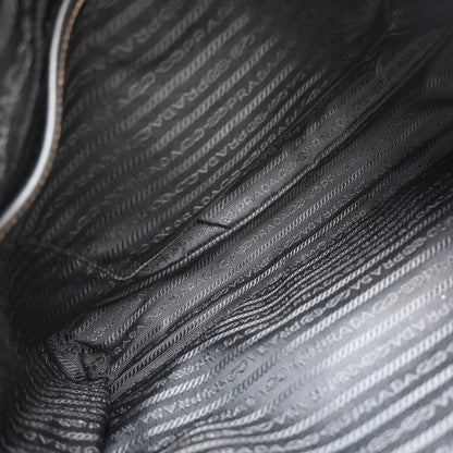 Prada Logo Convertible Tote Canvas with Leather, BROWN, CANVAS, Tote bag