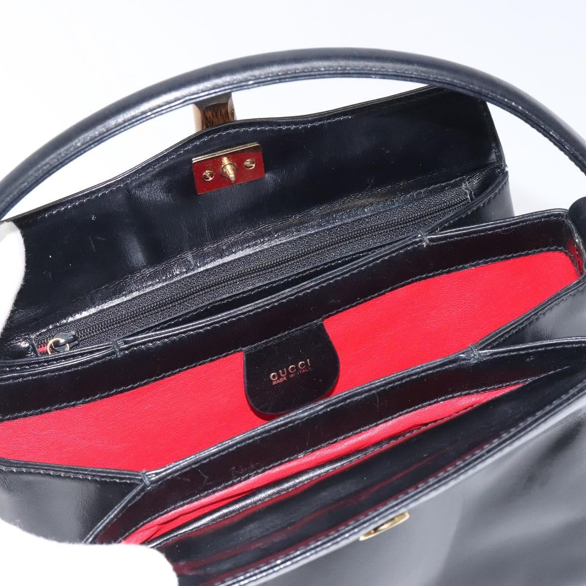 Gucci Vintage Convertible Bamboo Box Crossbody Bag Leather, BLACK, LEATHER, Crossbody bag