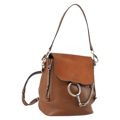 Chloe Faye Backpack Leather and Suede, BROWN, SUEDE, Backpack