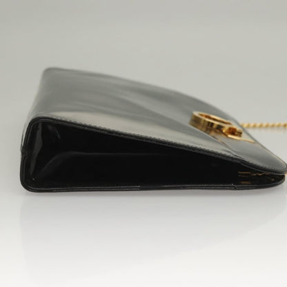 Salvatore Ferragamo Vintage Gancini Chain Shoulder Bag Patent Leather, BLACK, PATENT_LEATHER, Shoulder bag