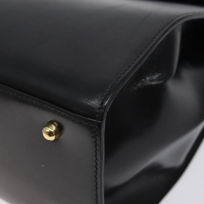 Gucci Vintage Lady Lock Top Handle Bag Leather, BLACK, LEATHER, Handbag