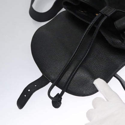 Gucci Vintage Bamboo Backpack Suede and Leather, Black, Suede, Backpack