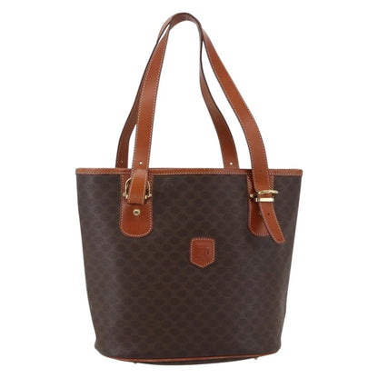 Celine Vintage Macadam Shopper Tote Coated Canvas, BROWN, CANVAS, Tote bag