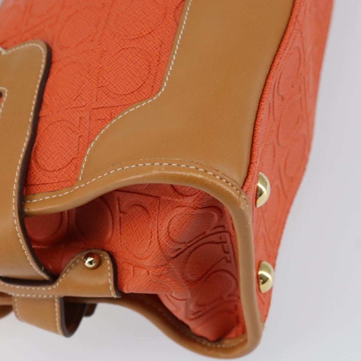 Salvatore Ferragamo Gancini Shoulder Bag Canvas, ORANGE, PVC, Shoulder bag