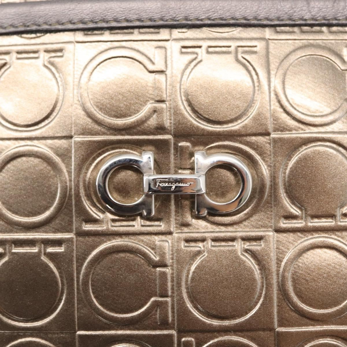 Salvatore Ferragamo Gancini Shoulder Bag Patent Leather, GOLD, PATENT_LEATHER, Shoulder bag