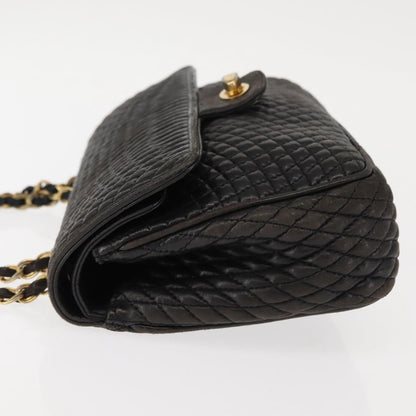 Bally Vintage Chain Shoulder Bag Quilted Leather, BLACK, LEATHER, Shoulder bag