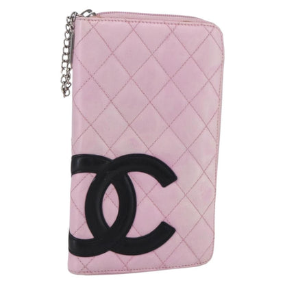 Chanel Cambon Zip Around Wallet Quilted Lambskin, PINK, LEATHER, Wallets
