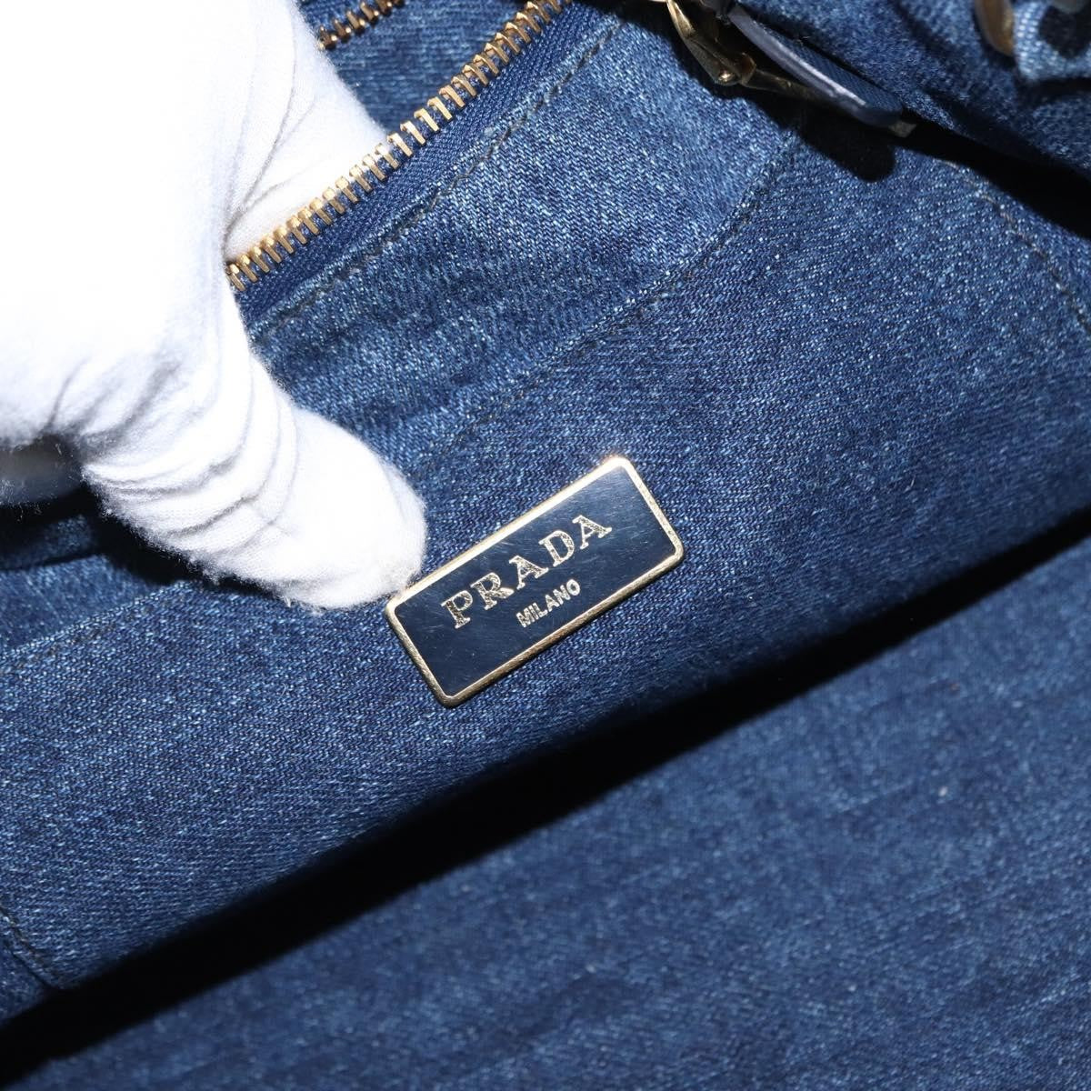 Prada Canapa Open Tote Canvas, BLUE, CANVAS, Tote bag