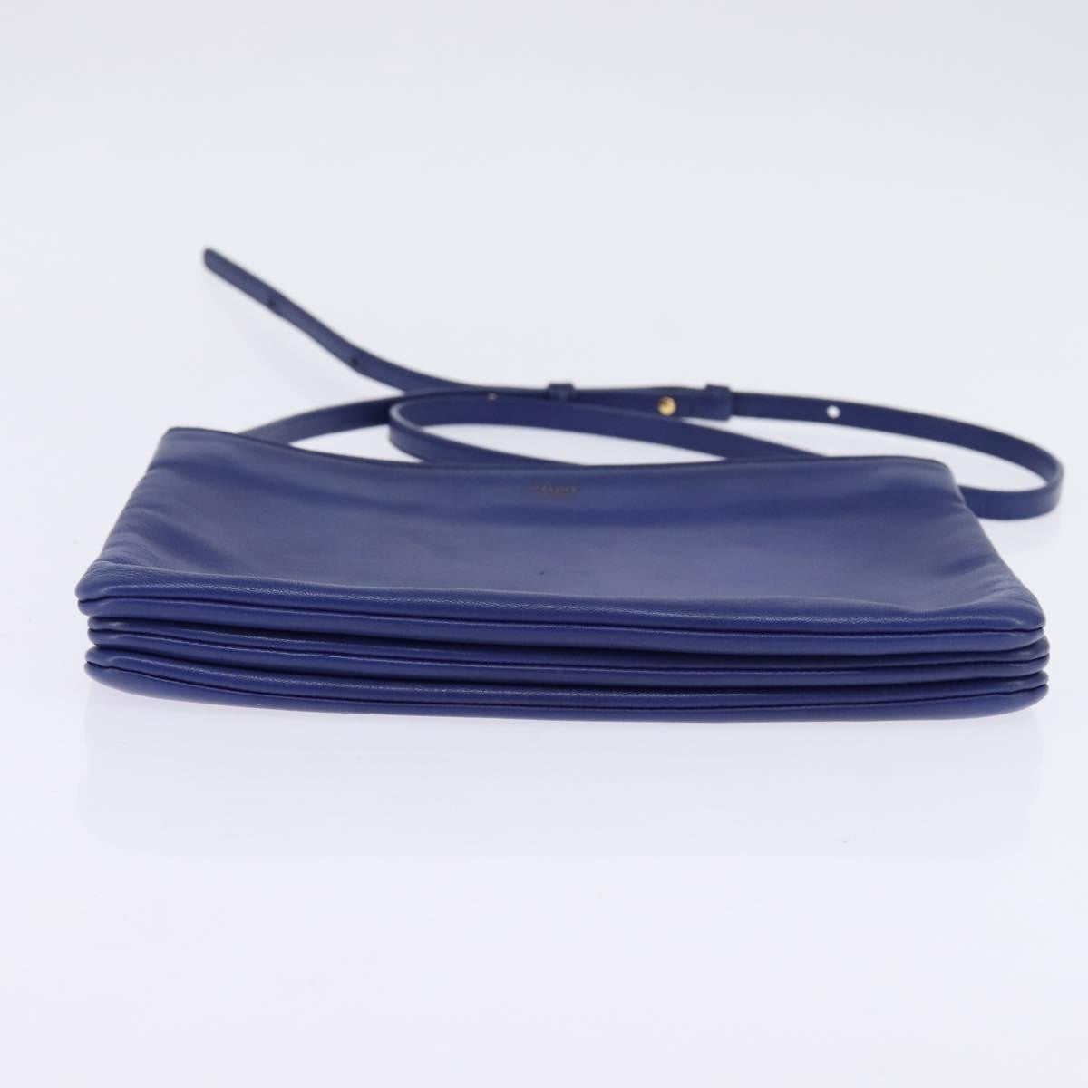 Celine Trio Crossbody Bag Leather, BLUE, LEATHER, Crossbody bag
