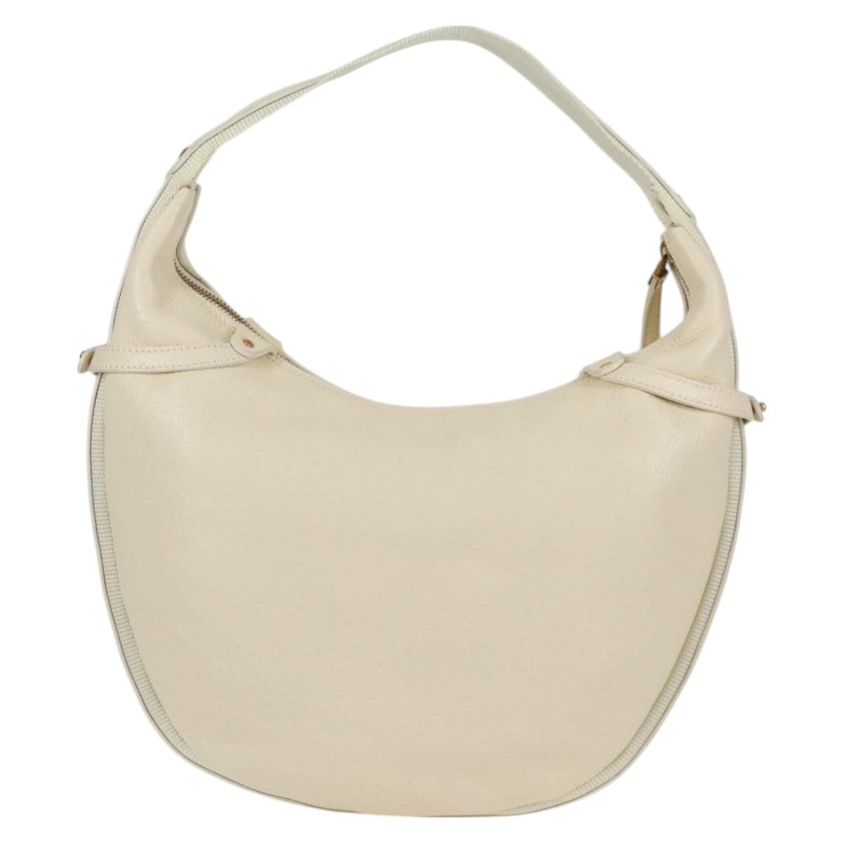 Salvatore Ferragamo Gancini Hobo Leather, BEIGE, LEATHER, Handbag