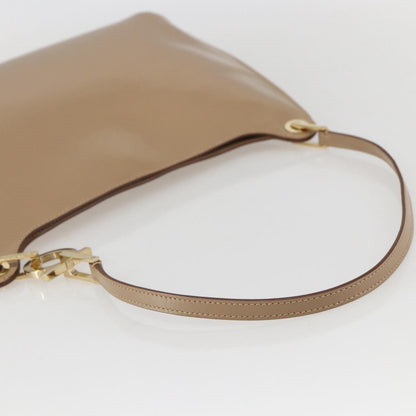 Salvatore Ferragamo Gancini Shoulder Bag Leather, BEIGE, LEATHER, Shoulder bag
