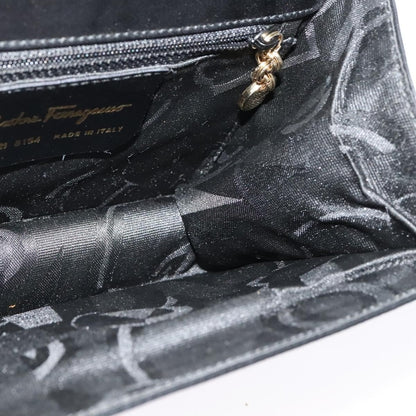 Salvatore Ferragamo Gancini Shoulder Bag Leather, BLACK, LEATHER, Shoulder bag