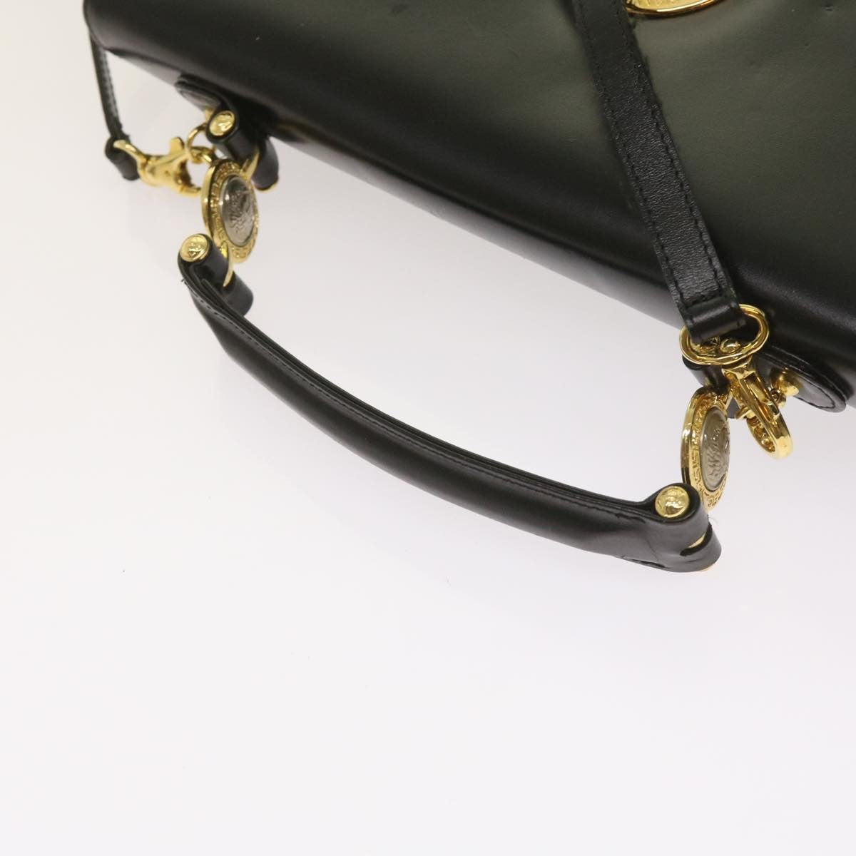 Versace Vintage Convertible Medusa Top Handle Bag Leather, BLACK, LEATHER, Handbag