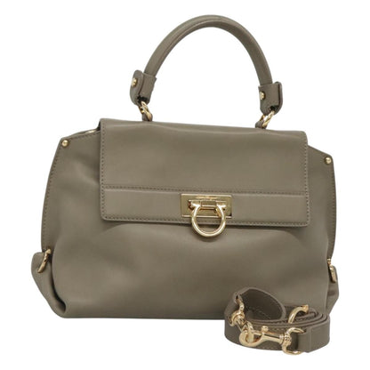 Salvatore Ferragamo Sofia Satchel Smooth Leather, GRAY, LEATHER, Handbag