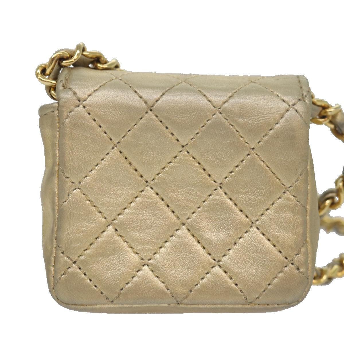 Chanel Vintage Square CC Flap Bag Quilted Leather, Gold, Leather, Shoulder Bag
