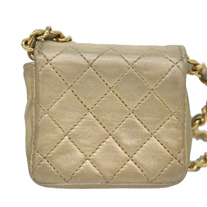 Chanel Vintage Square CC Flap Bag Quilted Leather, Gold, Leather, Shoulder Bag