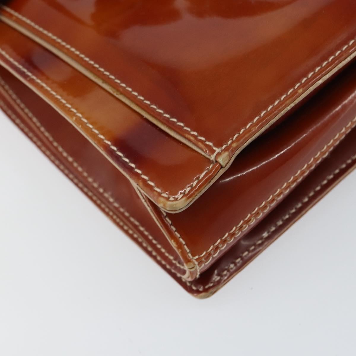 Salvatore Ferragamo Gancini handbag Patent leather, BROWN, PATENT_LEATHER, Handbag