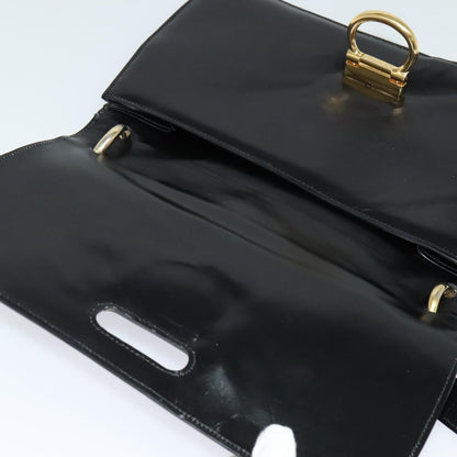 Celine Flap Shoulder Bag Leather, BLACK, LEATHER, Shoulder bag