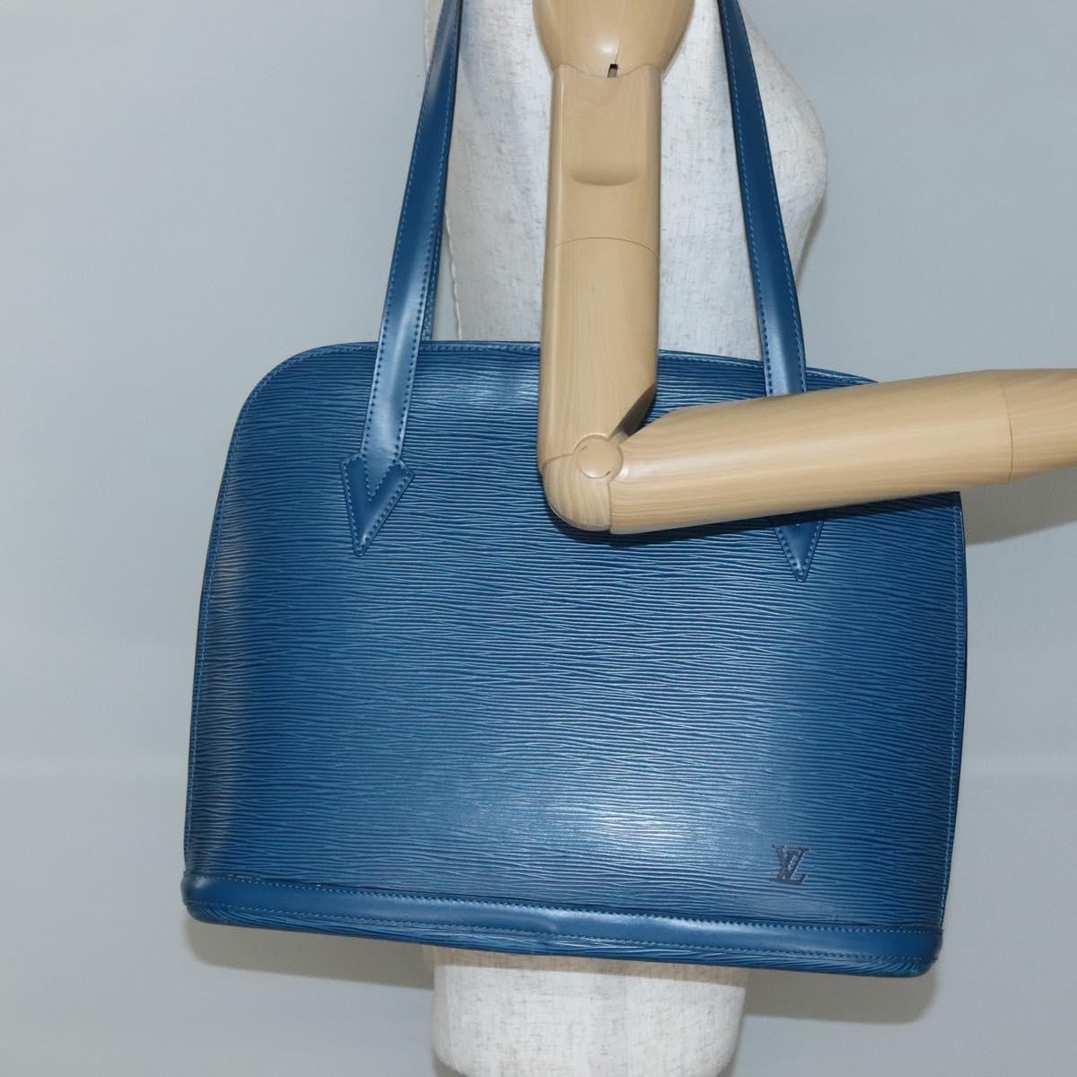 Louis Vuitton Lussac Handbag Epi Leather, BLUE, LEATHER, Shoulder bag