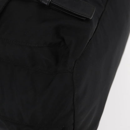 Prada Vela Double Front Pocket Backpack Tessuto with Saffiano Leather, BLACK, NYLON, Backpack