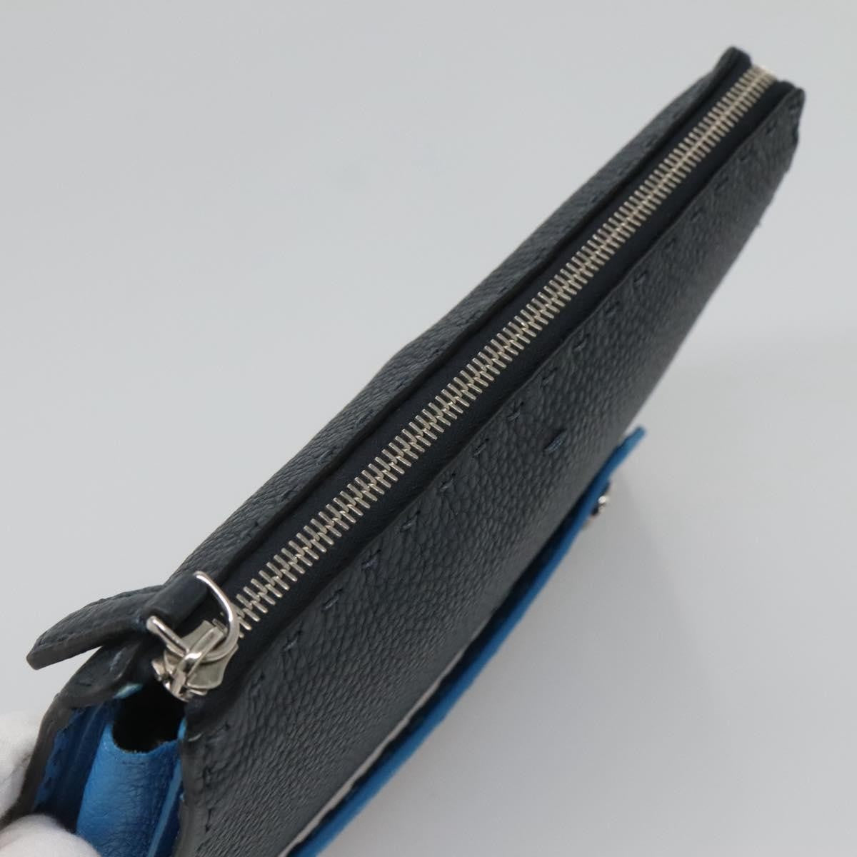 Fendi Selleria Zip Pouch Leather, BLACK, LEATHER, Clutche & pouche