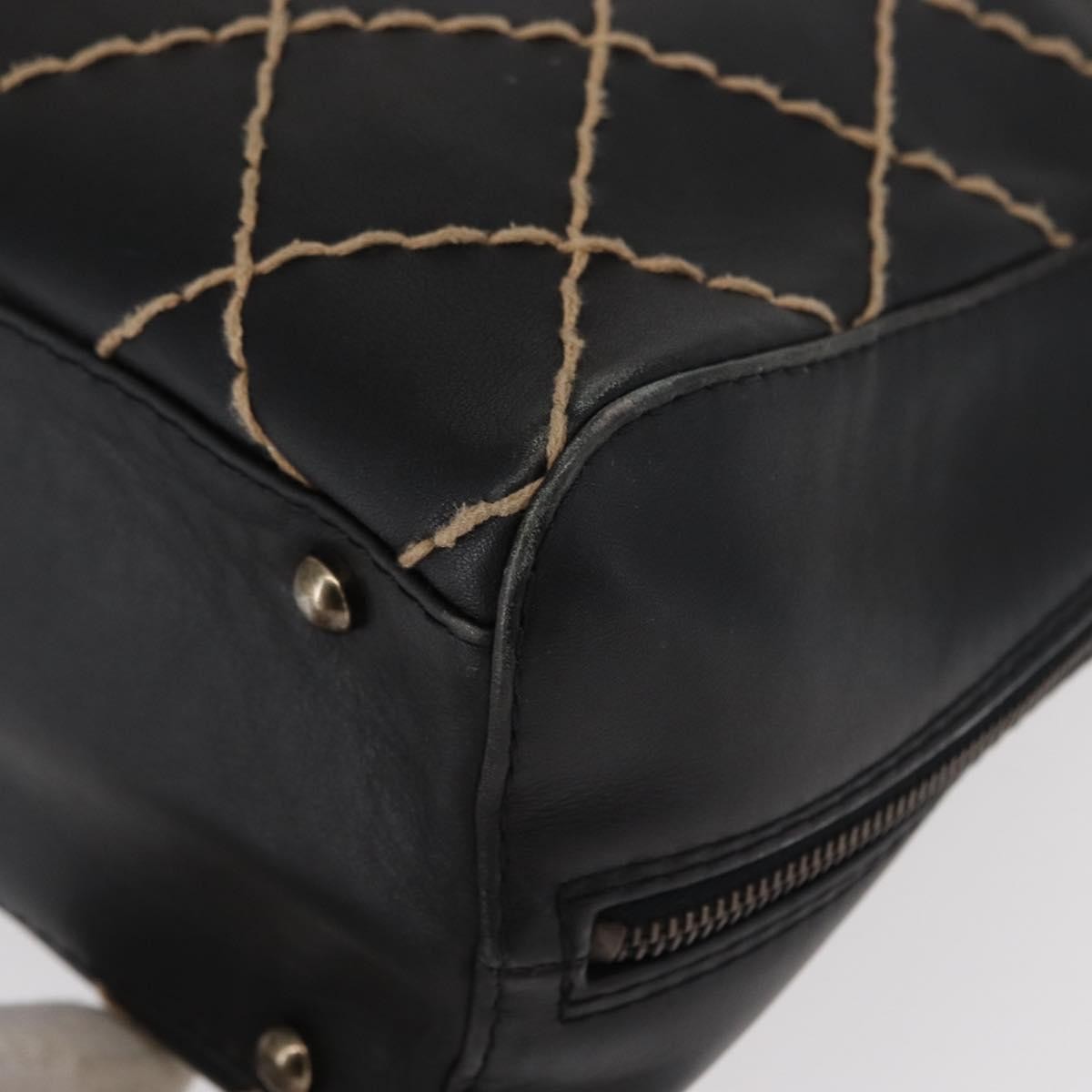 Chanel Surpique Zip Around Satchel Quilted Leather, BLACK, LEATHER, Handbag