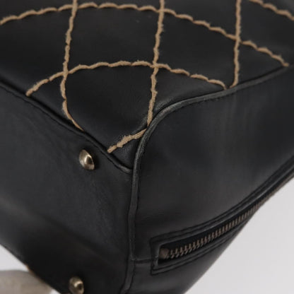 Chanel Surpique Zip Around Satchel Quilted Leather, BLACK, LEATHER, Handbag