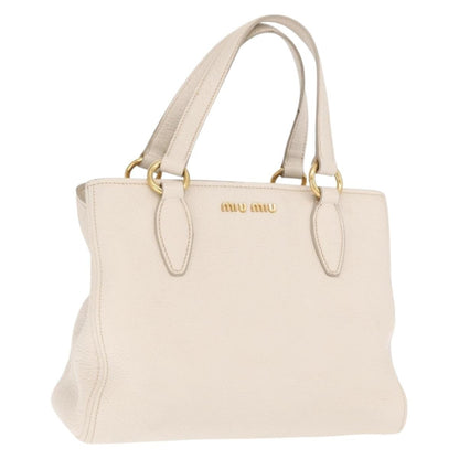 Miu Miu Phenix Convertible Tote Leather, WHITE, LEATHER, Handbag