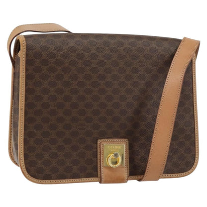 Celine Vintage Macadam Shoulder Bag Canvas and Leather, BROWN, CANVAS, Shoulder bag