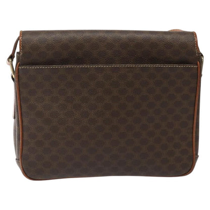 Celine Vintage Macadam Circle Logo Shoulder Bag Canvas and Leather, Brown, Canvas, Shoulder Bag