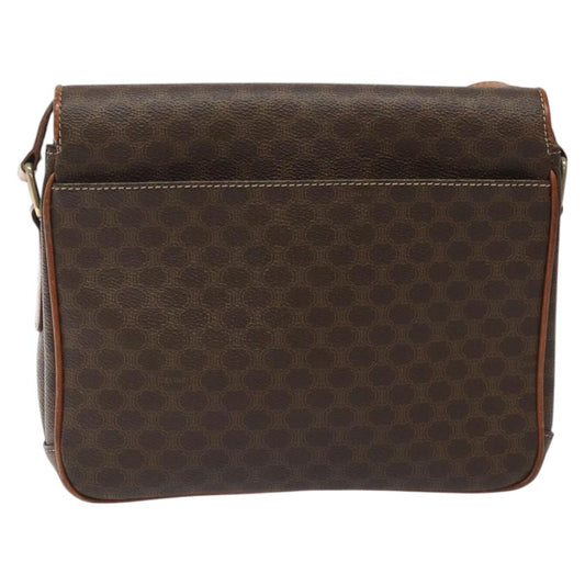Celine Vintage Macadam Circle Logo Shoulder Bag Canvas and Leather, Brown, Canvas, Shoulder Bag