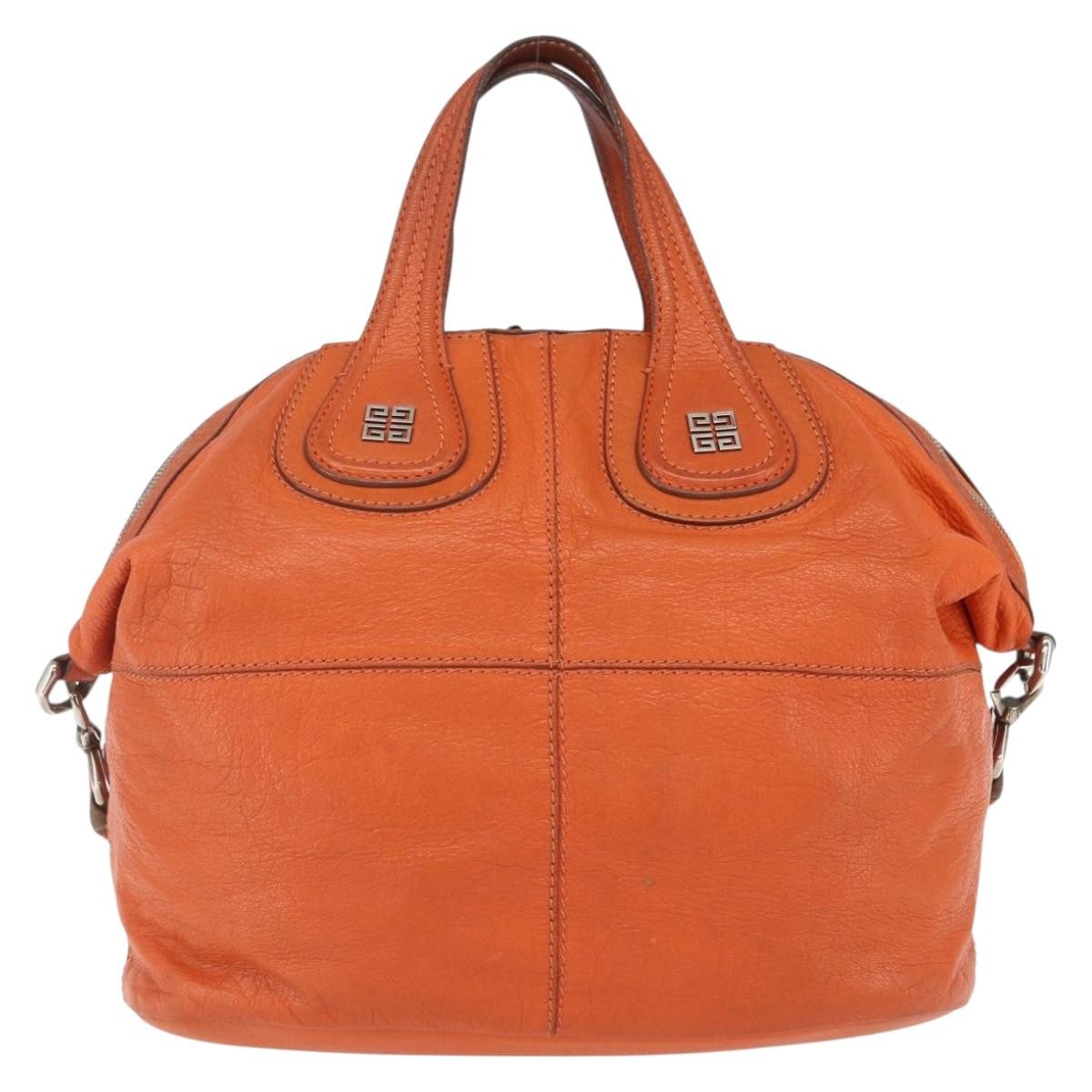 Givenchy Nightingale Satchel Leather, ORANGE, LEATHER, Handbag